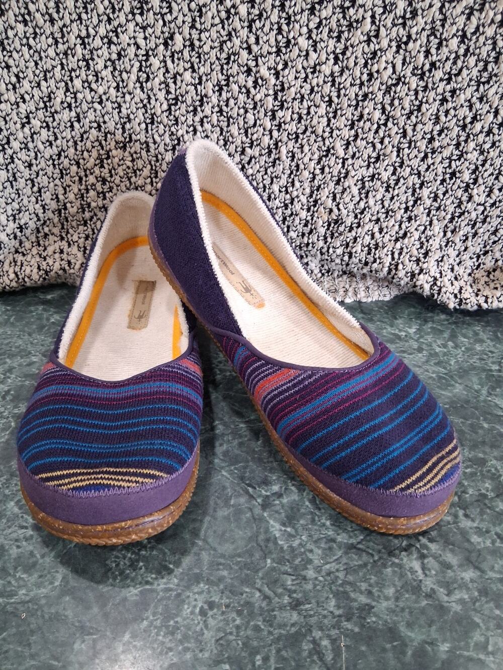 Smartwool Women 10 Morning Ballet Flat Purple Yellow Merino Wool Slip On Shoes